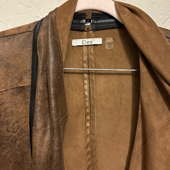 Dex Brown Faux Leather Jacket - size small - Picture 3 of 7